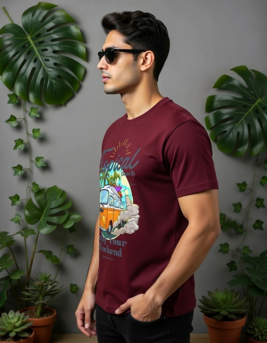 Wine Tropical Beach T-shirt|| My Tour Weekend