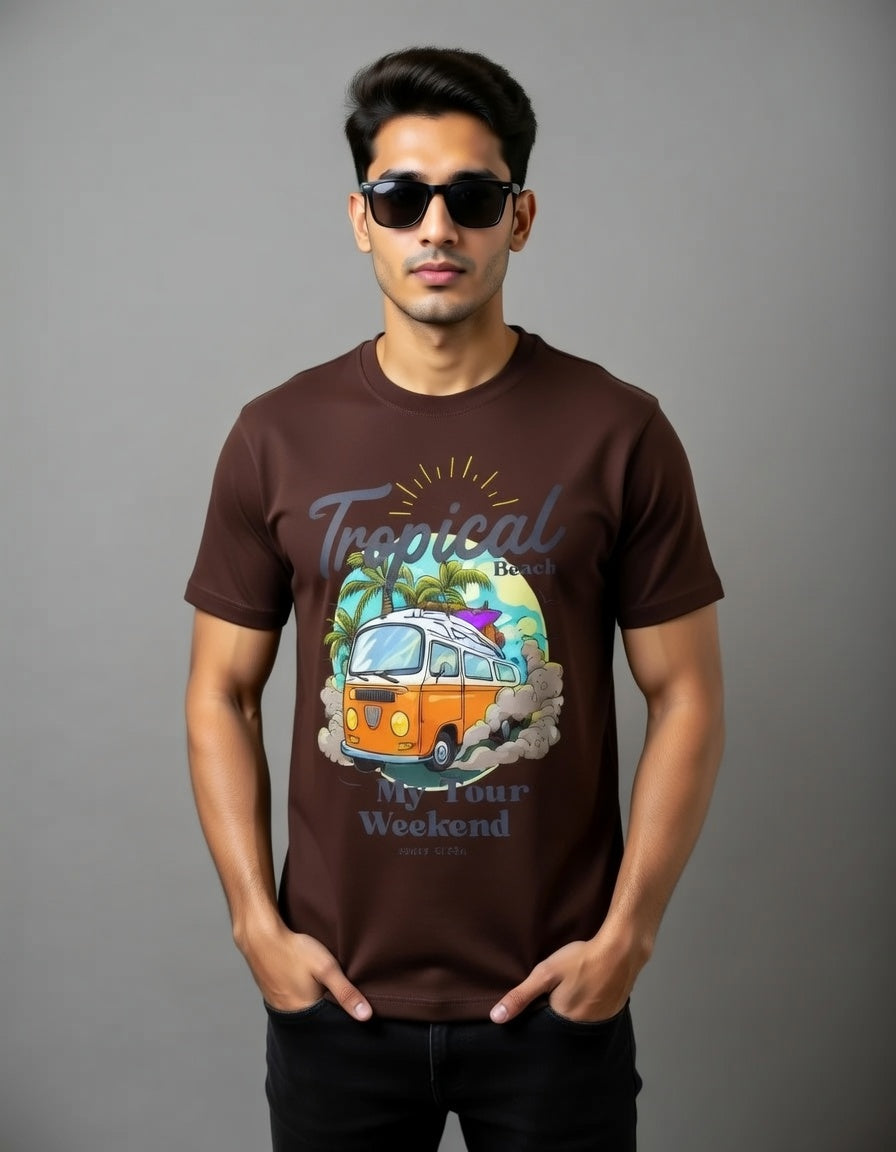 Tropical Beach Vibes T-Shirt – Vintage Van Graphic Tee