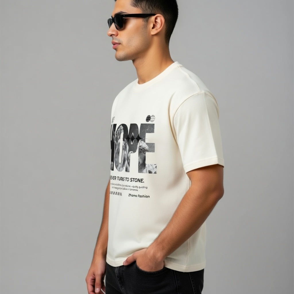 Hope Never Turns to Stone" - Cream Graphic Tee