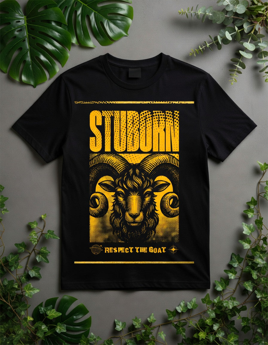 Stubborn Black & Gold Goat T-Shirt | Respect The Goat Graphic Tee
