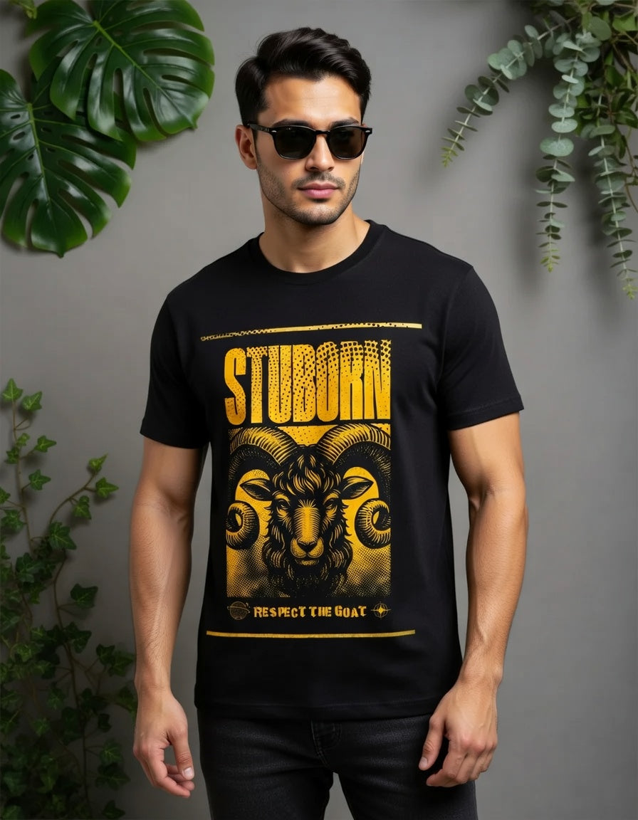Stubborn Black & Gold Goat T-Shirt | Respect The Goat Graphic Tee
