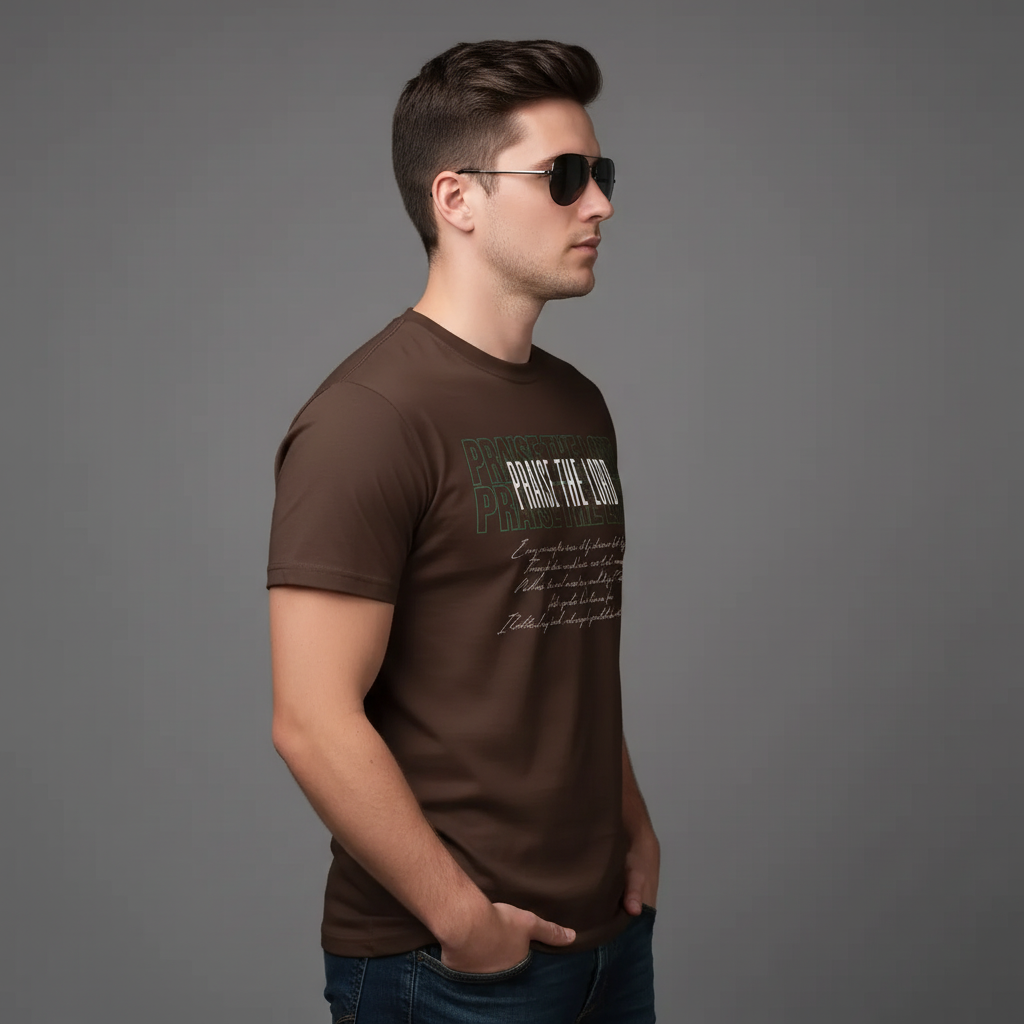 Praise the Lord Brown Graphic T-Shirt | Zhama Fashion