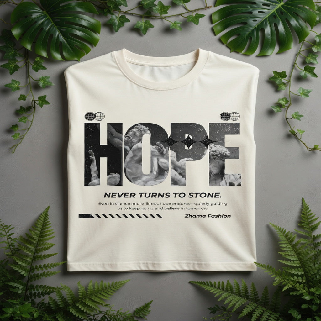 Hope Never Turns to Stone" - Cream Graphic Tee