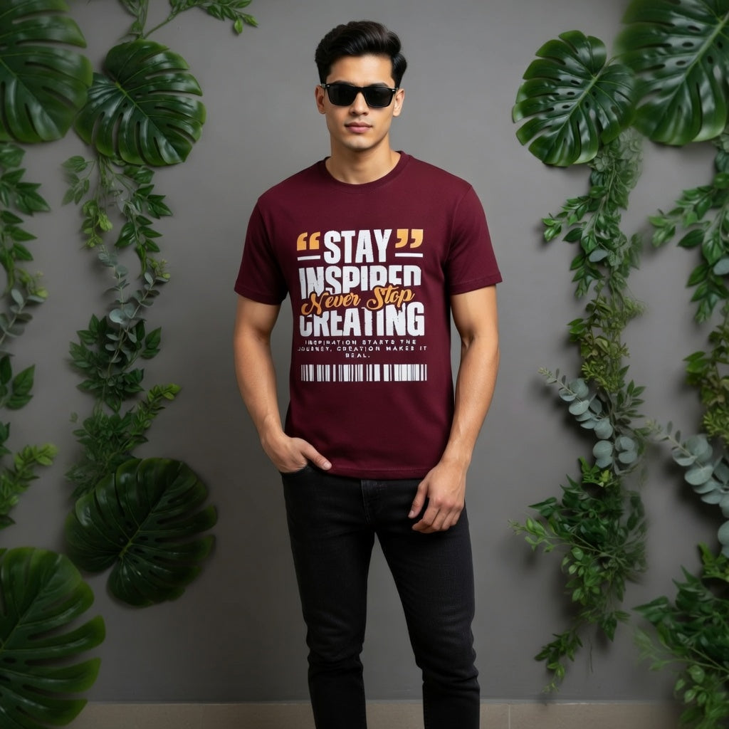 Stay Inspired Never Stop Creating | Motivational Graphic T-Shirt| Zhama Fashion
