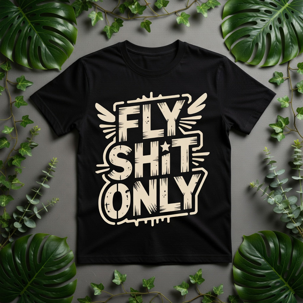 Fly Shit Only Graphic T-Shirt for Men | Bold Streetwear Black Tee