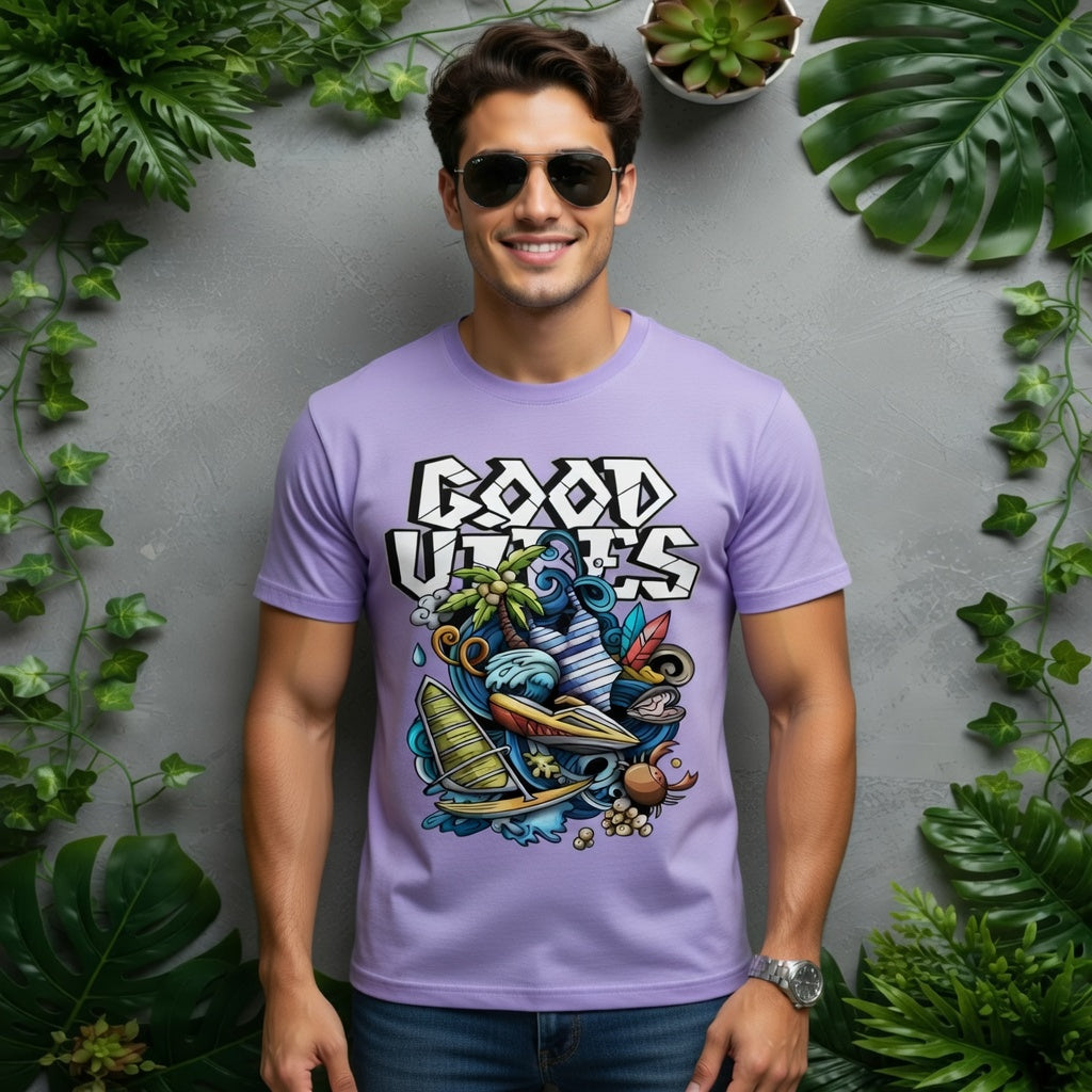 Good Vibes Nature Adventure T-Shirt Design Men Round Neck Pure Cotton Half Sleeve T-shirt
