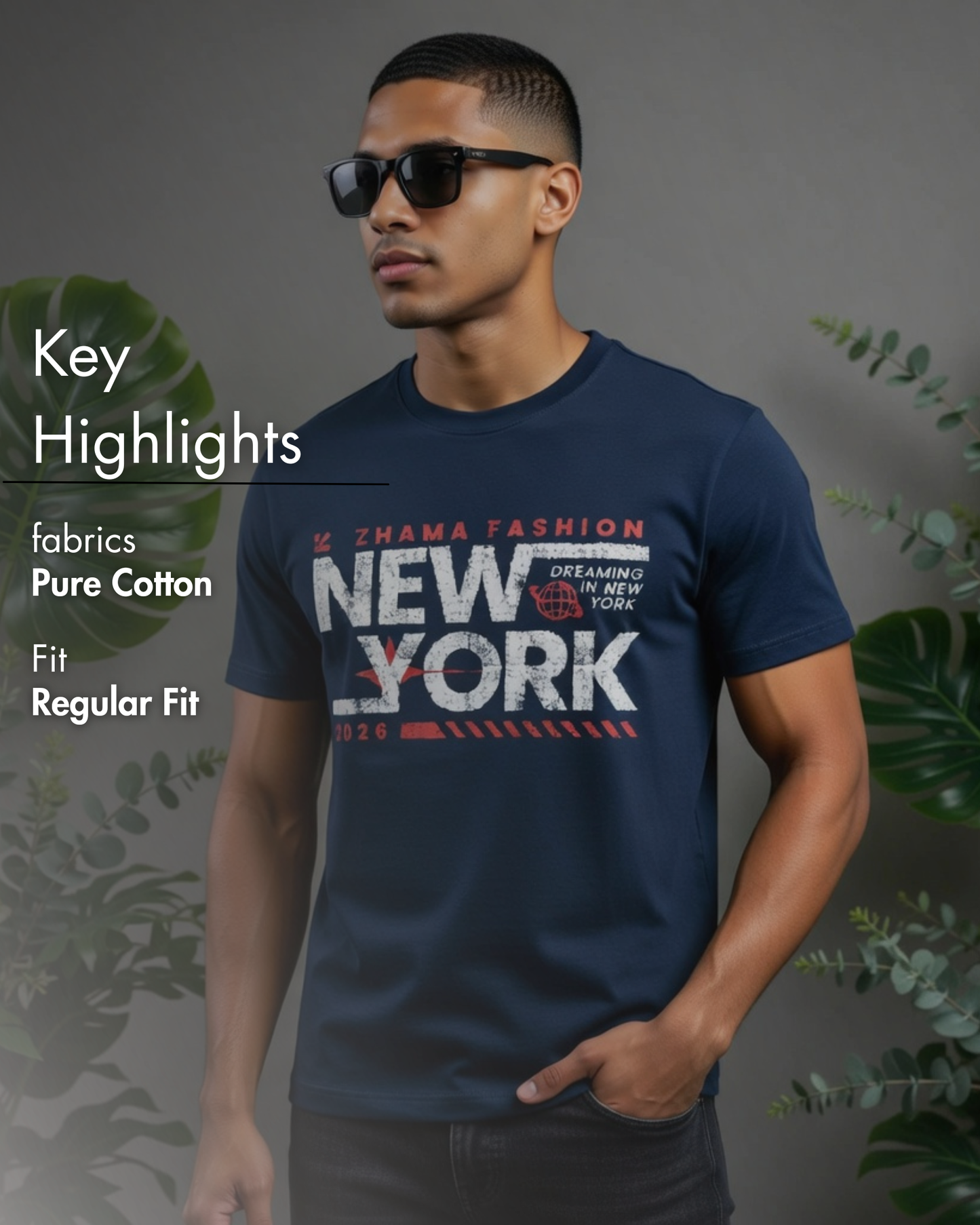 Zhama Fashion New York 2026 Distressed T-Shirt – Dreaming in NYC – Trendy Urban Streetwear