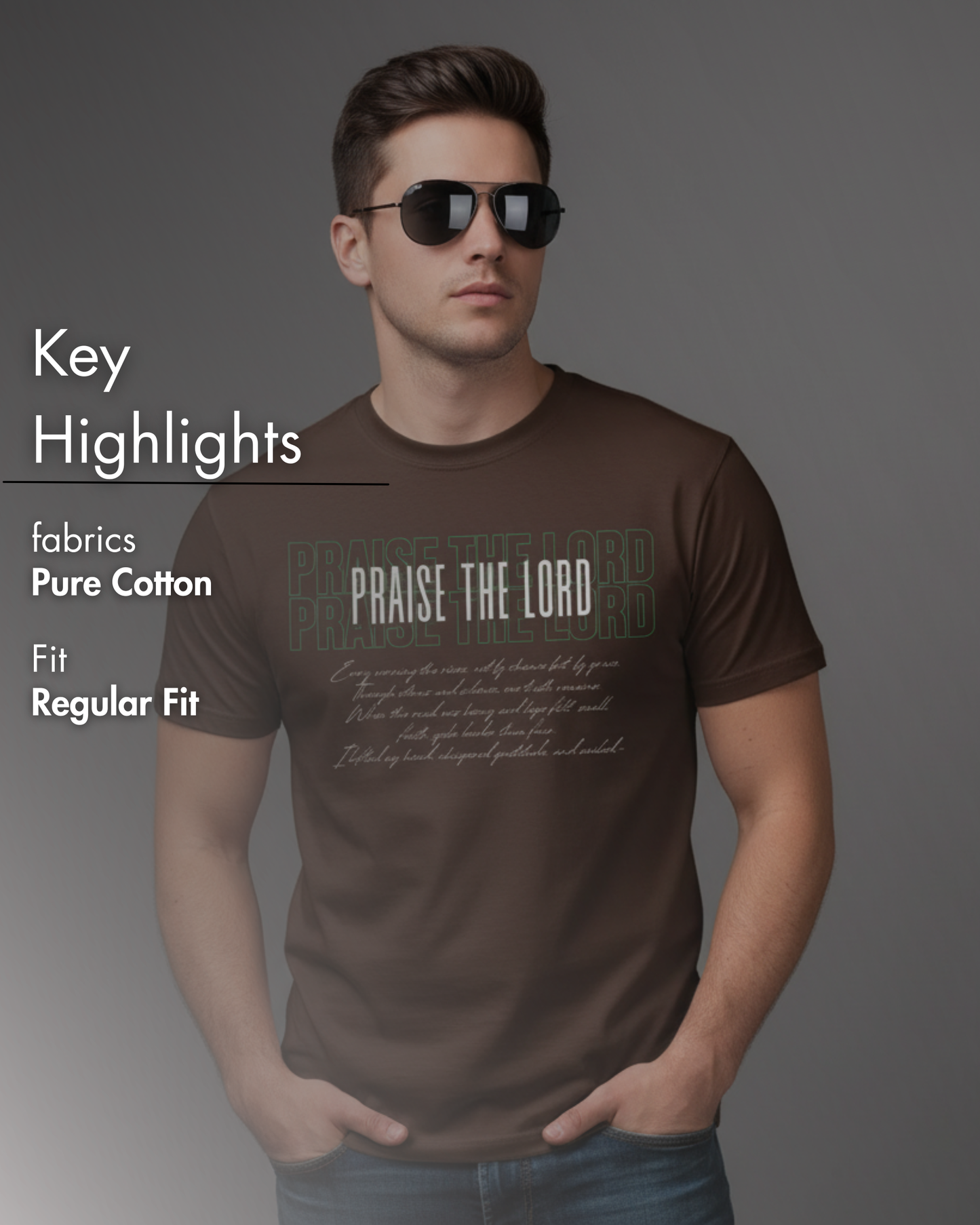 Praise the Lord Brown Graphic T-Shirt | Zhama Fashion