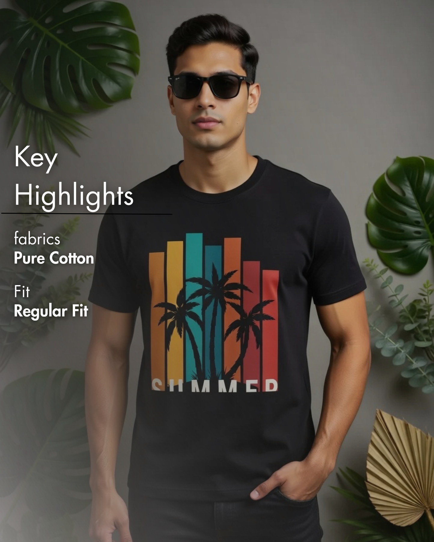 Summer Vibes Graphic T-Shirt - Retro Palm Tree Design