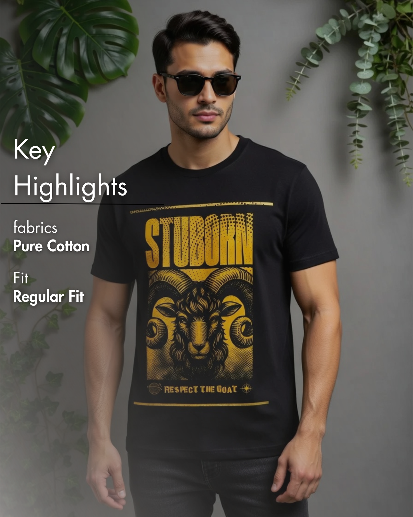 Stubborn Black & Gold Goat T-Shirt | Respect The Goat Graphic Tee