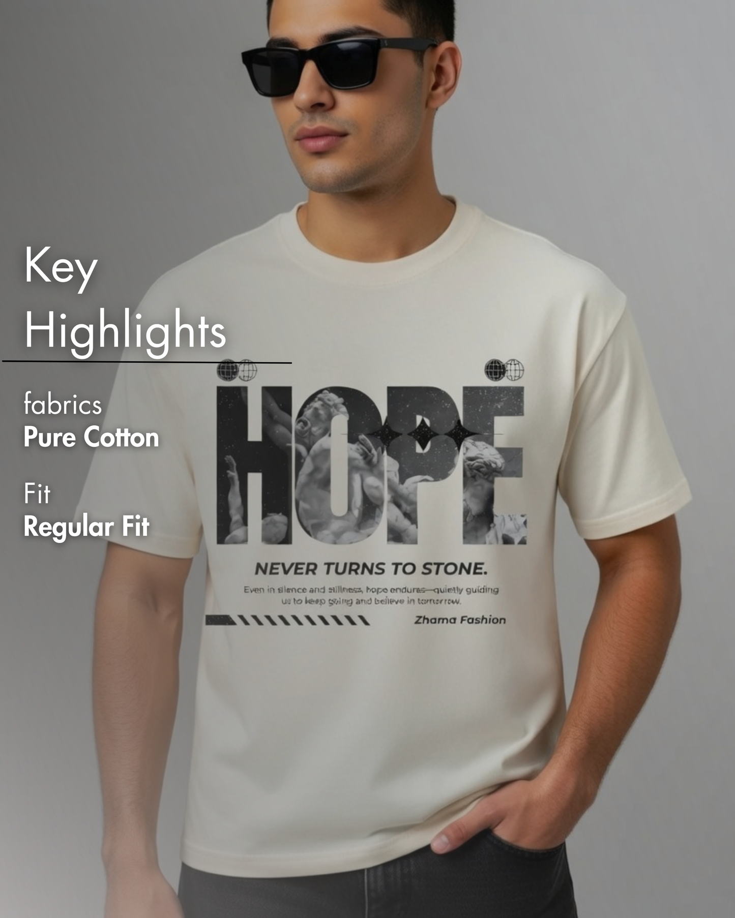 Hope Never Turns to Stone" - Cream Graphic Tee