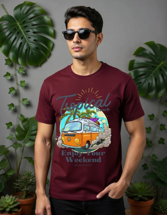 Wine Tropical Beach T-shirt|| My Tour Weekend