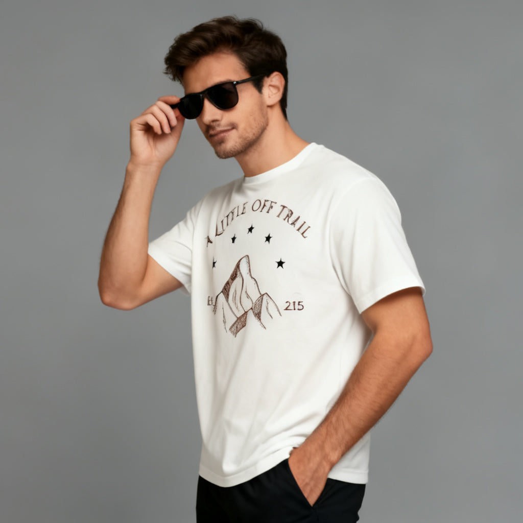 A Little Off Trail Men's T-Shirt – Vintage Mountain Graphic Tee | Zhama Fashion