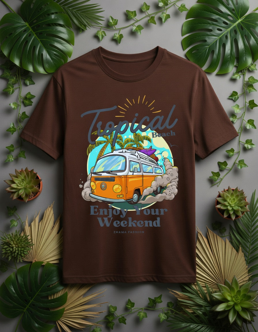 Tropical Beach Vibes T-Shirt – Vintage Van Graphic Tee